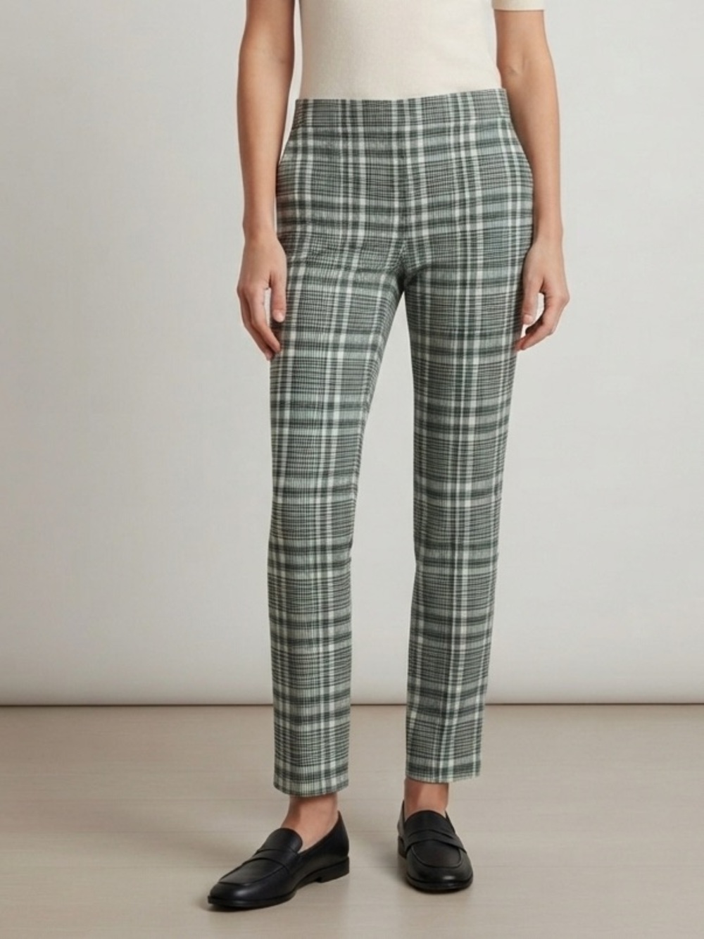 Veronica Beard Sz 4 Green Plaid Academia Preppy Slim Pants
